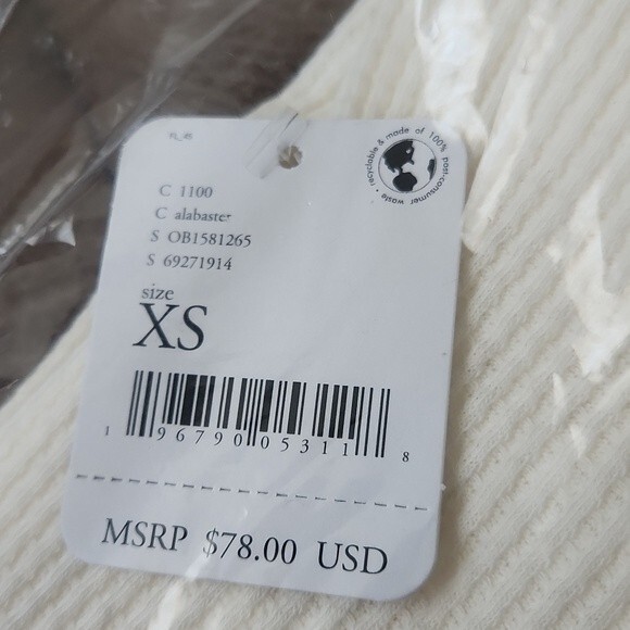 Free People Santa Clara Thermal Shirt Top Long Sleeve White size XS new w… - Picture 7 of 16